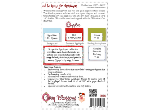 Owl be Home for Christmas In-The-Hoop Pattern