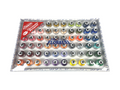 A box containing 60 spools of Floriani polyester embroidery thread in various colors.