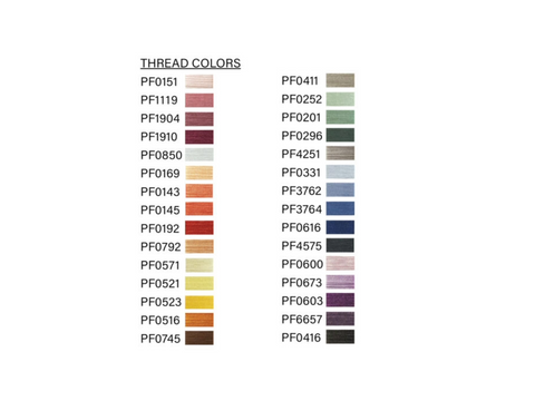 A chart displaying 30 Floriani embroidery thread colors with their corresponding product numbers.