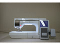 A white Baby Lock Solaris 2 sewing and embroidery machine with a touchscreen display.