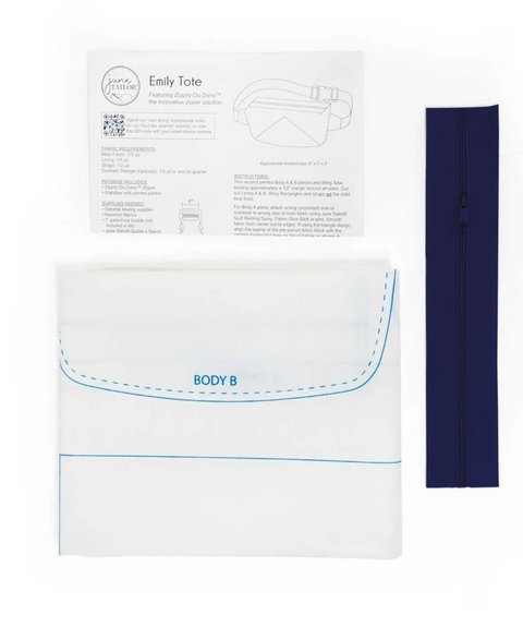 Navy Emily Tote kit with a pre-sewn zipper and instructions.