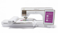 A white Baby Lock Solaris 2 sewing and embroidery machine with a digital display.