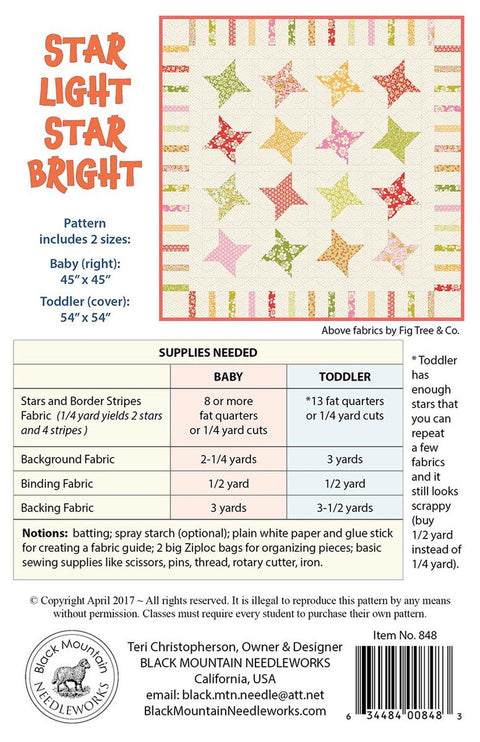 Black Mountain Needleworks Star Light Star Bright Quilt Pattern
