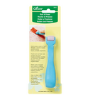 A blue Clover Roll & Press tool with a purple roller is packaged for sale.