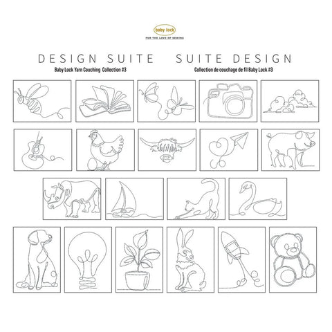 Baby Lock Design Suite Yarn Couching Embroidery Design Collection #3 - Open Shapes