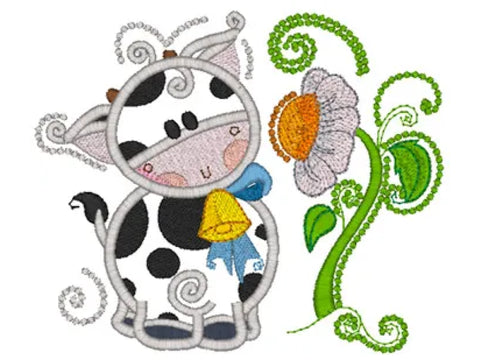 Purely Gates Applique Swirly Farm Animals with Mylar