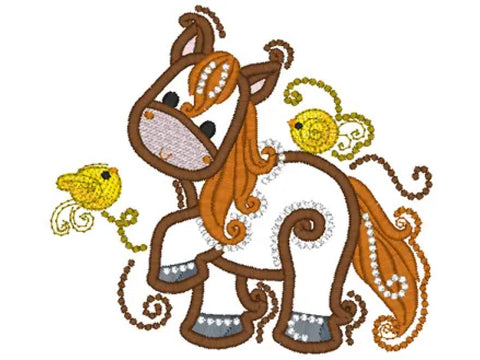 Purely Gates Applique Swirly Farm Animals with Mylar