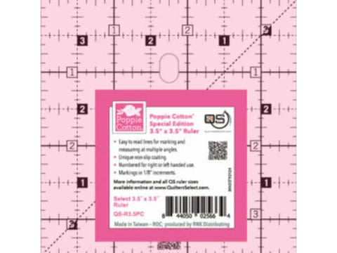 Quilters Select Non Slip Quilting Ruler - 3.5" x 3.5" Poppie Cotton