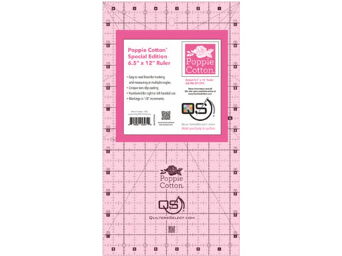 Quilters Select Non Slip Quilting Ruler - 6.5" x 12" Poppie Cotton