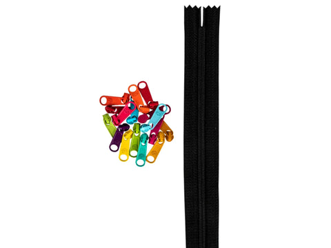Zippers by Yard - Black-Multi